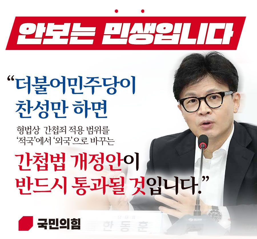 더불어민주당이 찬성만 하면 간첩법 개정안 통과될 것