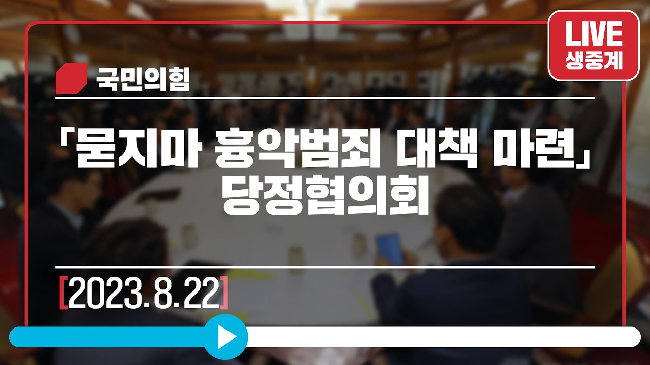 [Live] 8월 22일 「묻지마 흉악범죄 대책 마련」 당정협의회