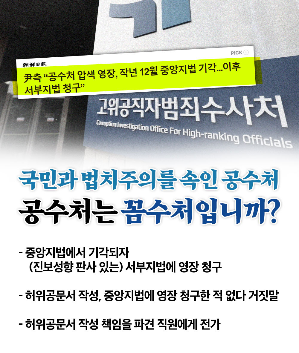 국민과 법치주의를 속인 공수처, 공수처는 꼼수처입니까?